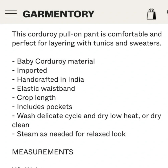 Voloshin Wren Corduroy Cropped Pants Trousers in Camel size Large - Picture 6 of 8